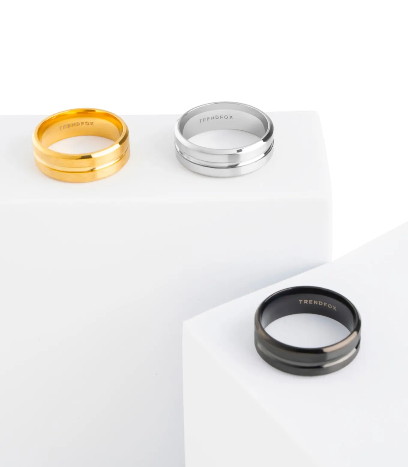 Heren Ring met Gegraveerde Streep - Zilver Kleurig - Staal