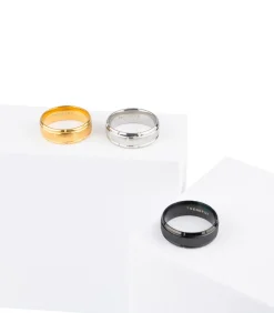 Heren Ring Zilver Kleurig met Geometrisch Patroon - Staal