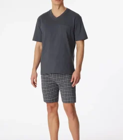 Heren shortama - Ebony Grey - Zomer pyjama maat 62