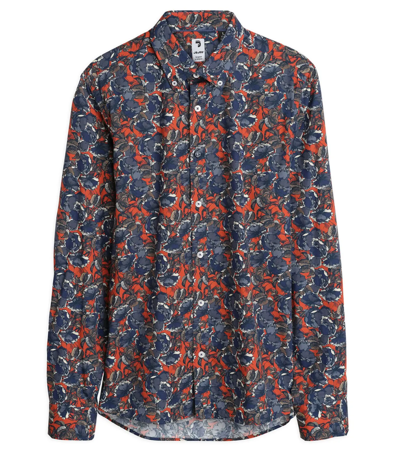 Herenblauw overhemd met bloemenpatroon