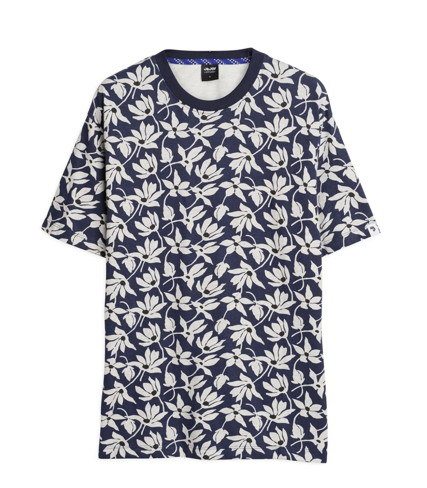 Herenblauw t-shirt met bloemenprint