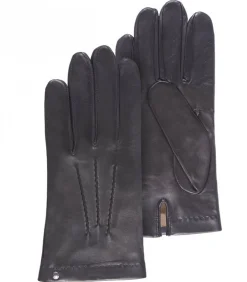 Herenhandschoenen van lamsleer en zijde Zwart