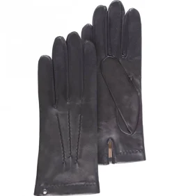 Herenhandschoenen van lamsleer en zijde Zwart