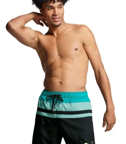 Hertige Strip Mid Shorts Zwembroek Teal