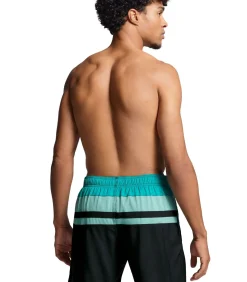 Hertige Strip Mid Shorts Zwembroek Teal