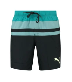 Hertige Strip Mid Shorts Zwembroek Teal