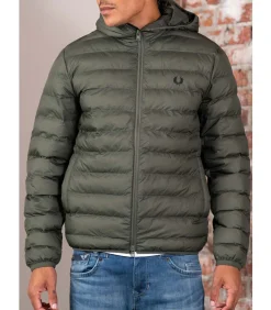 Hooded insulated jacket - laurel wreath green