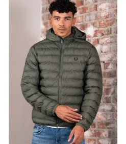 Hooded insulated jacket - laurel wreath green