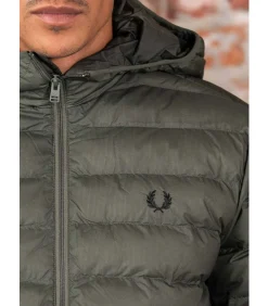 Hooded insulated jacket - laurel wreath green