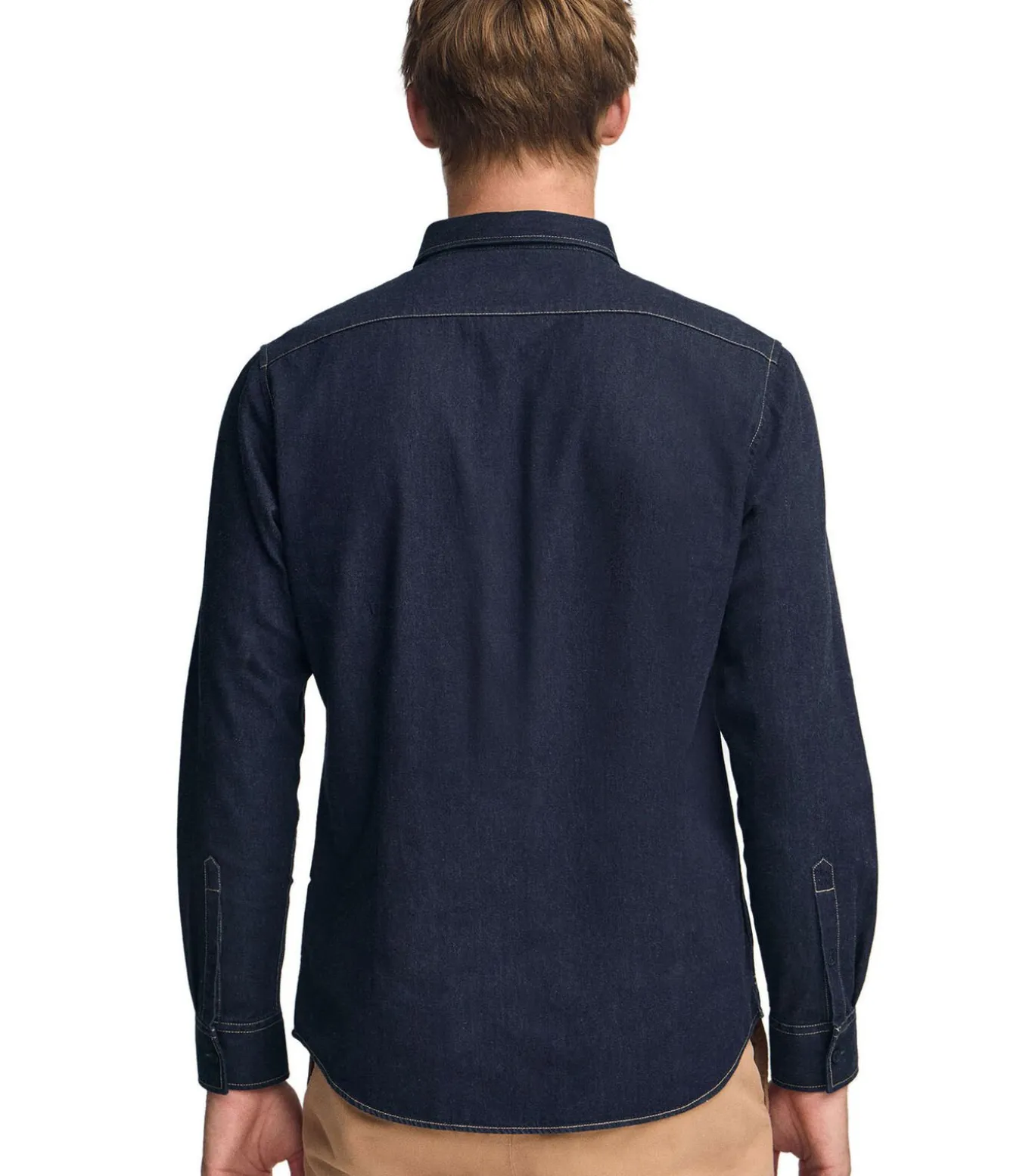 Indigoblauw hemd van spijkerstof met slim fit en Polo Club-logo