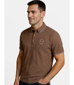 Kaki poloshirt voor heren met contrasterende afwerkingen