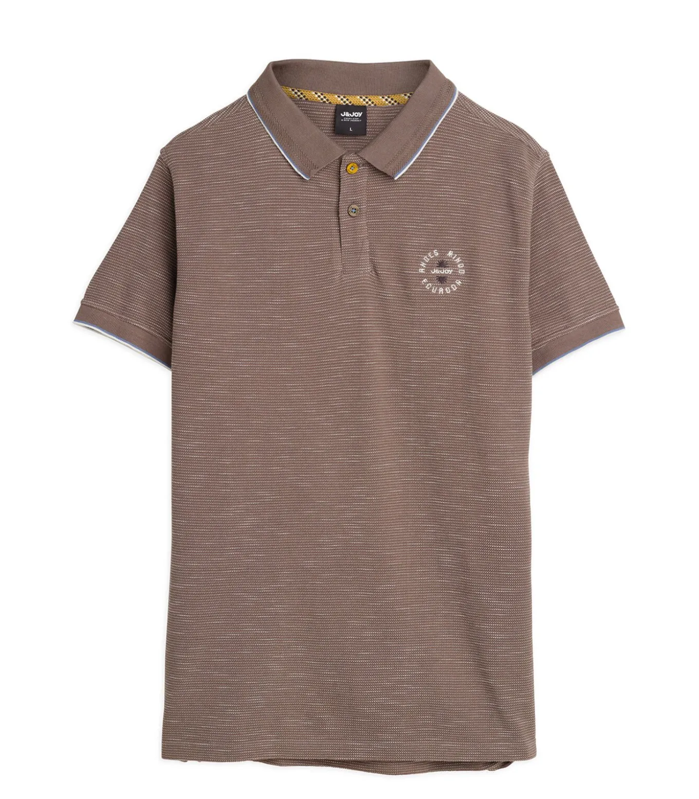 Kaki poloshirt voor heren met contrasterende afwerkingen