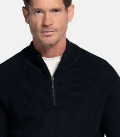 Katoenen pullover met halve rits - Navy
