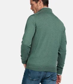 Katoenmix pullover met halve rits - Dark Forest