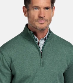 Katoenmix pullover met halve rits - Dark Forest