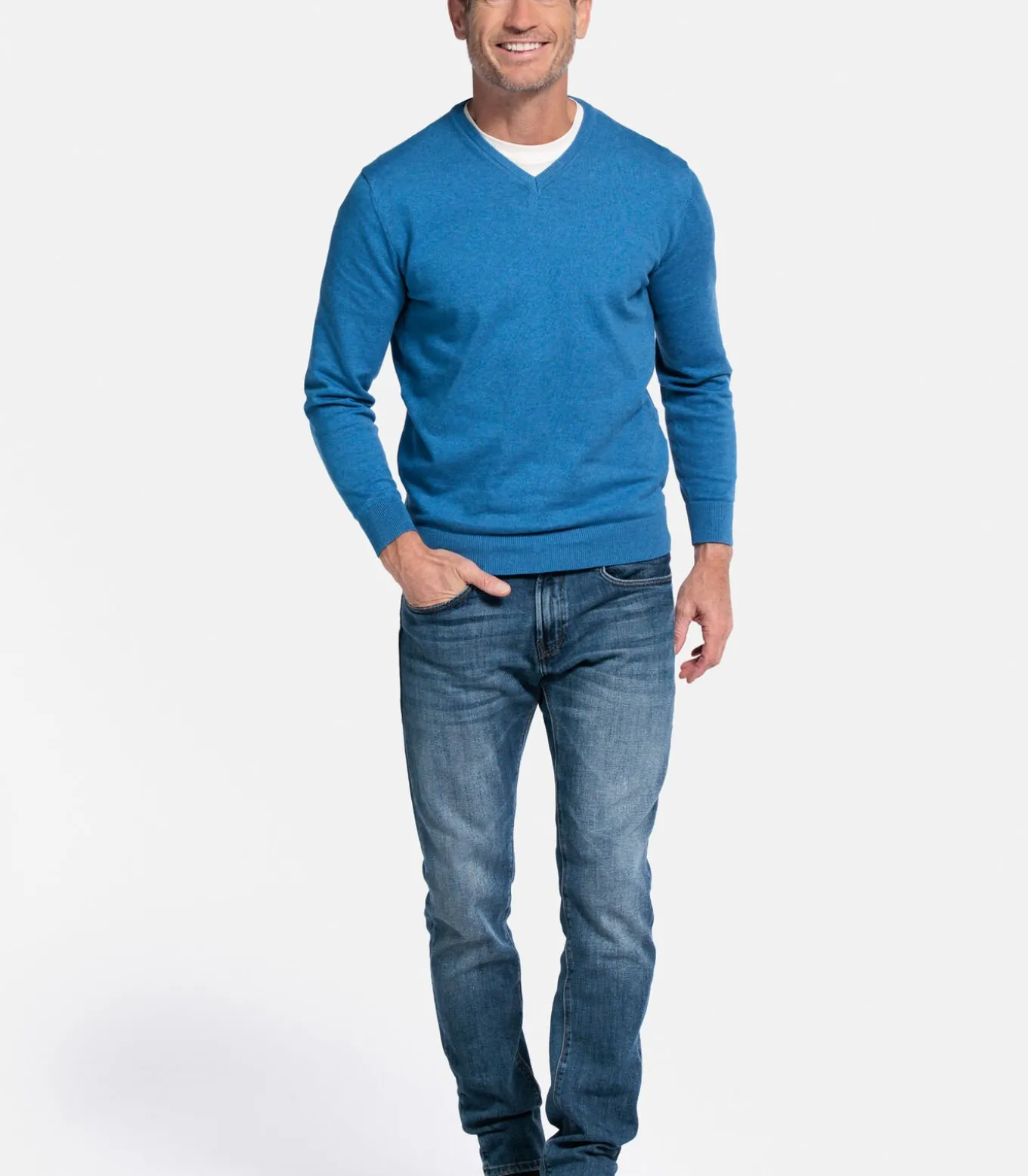 Katoenmix V-hals pullover -