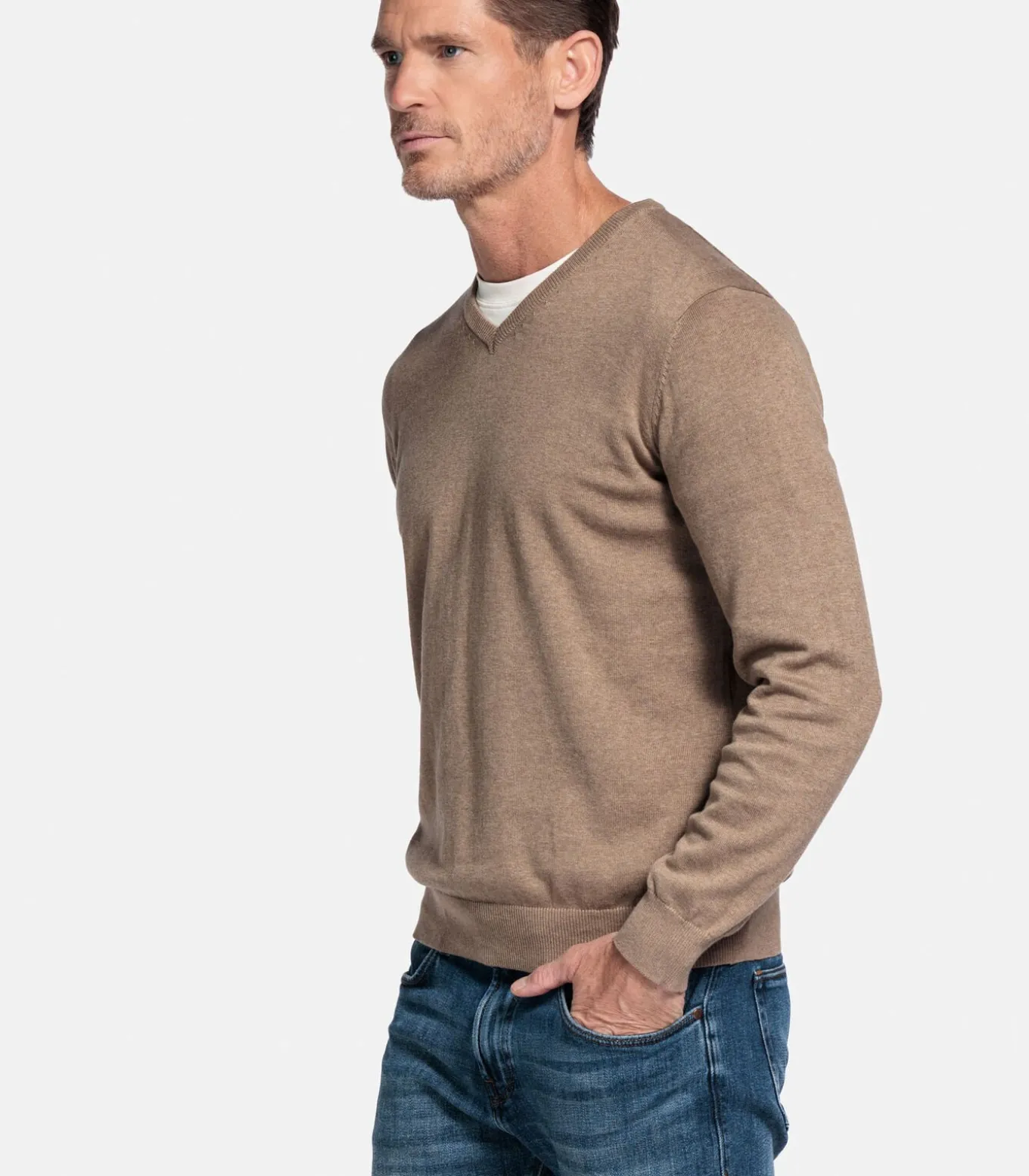 Katoenmix V-hals pullover -