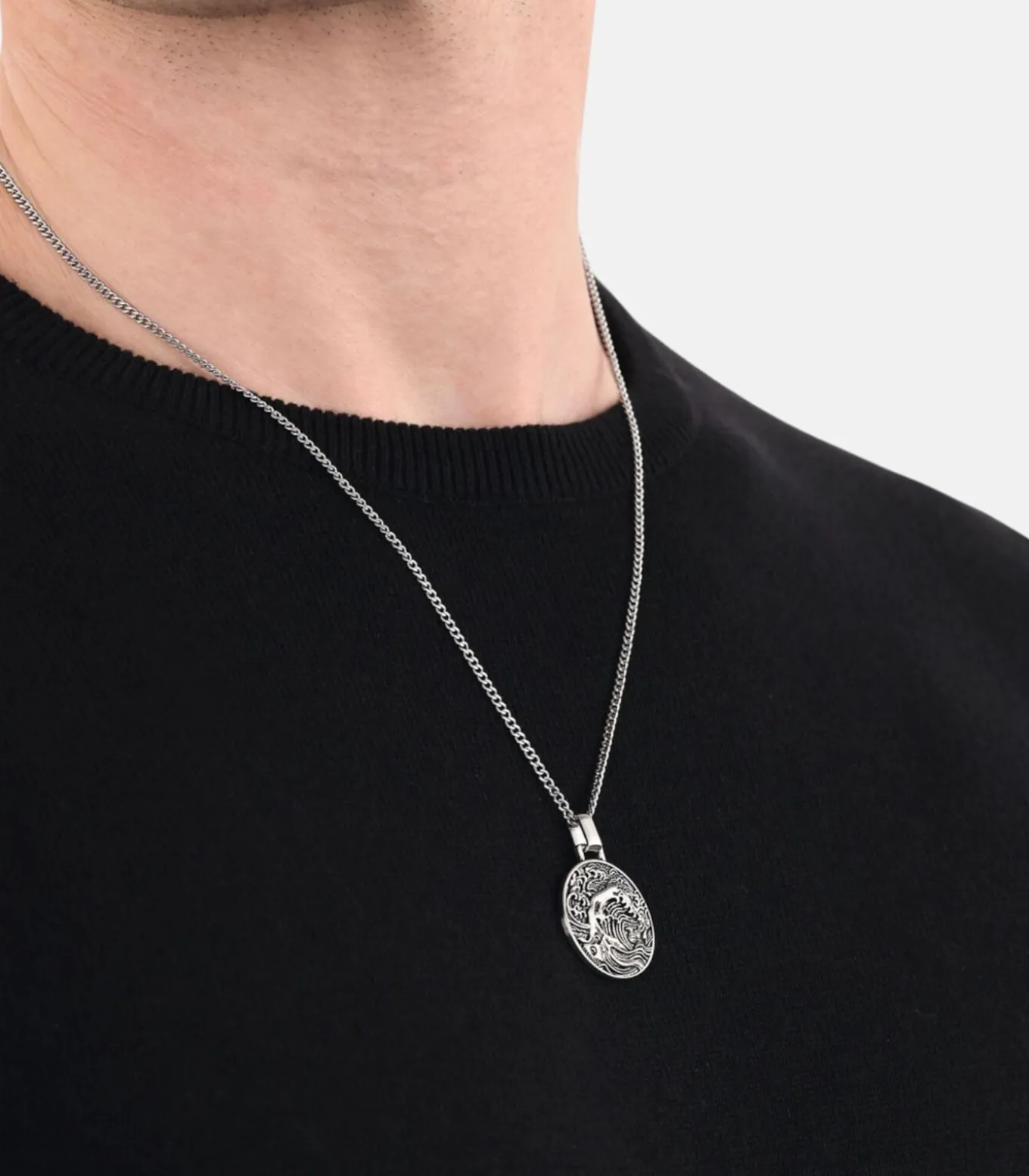 Ketting met hanger voor mannen, roestvrij staal