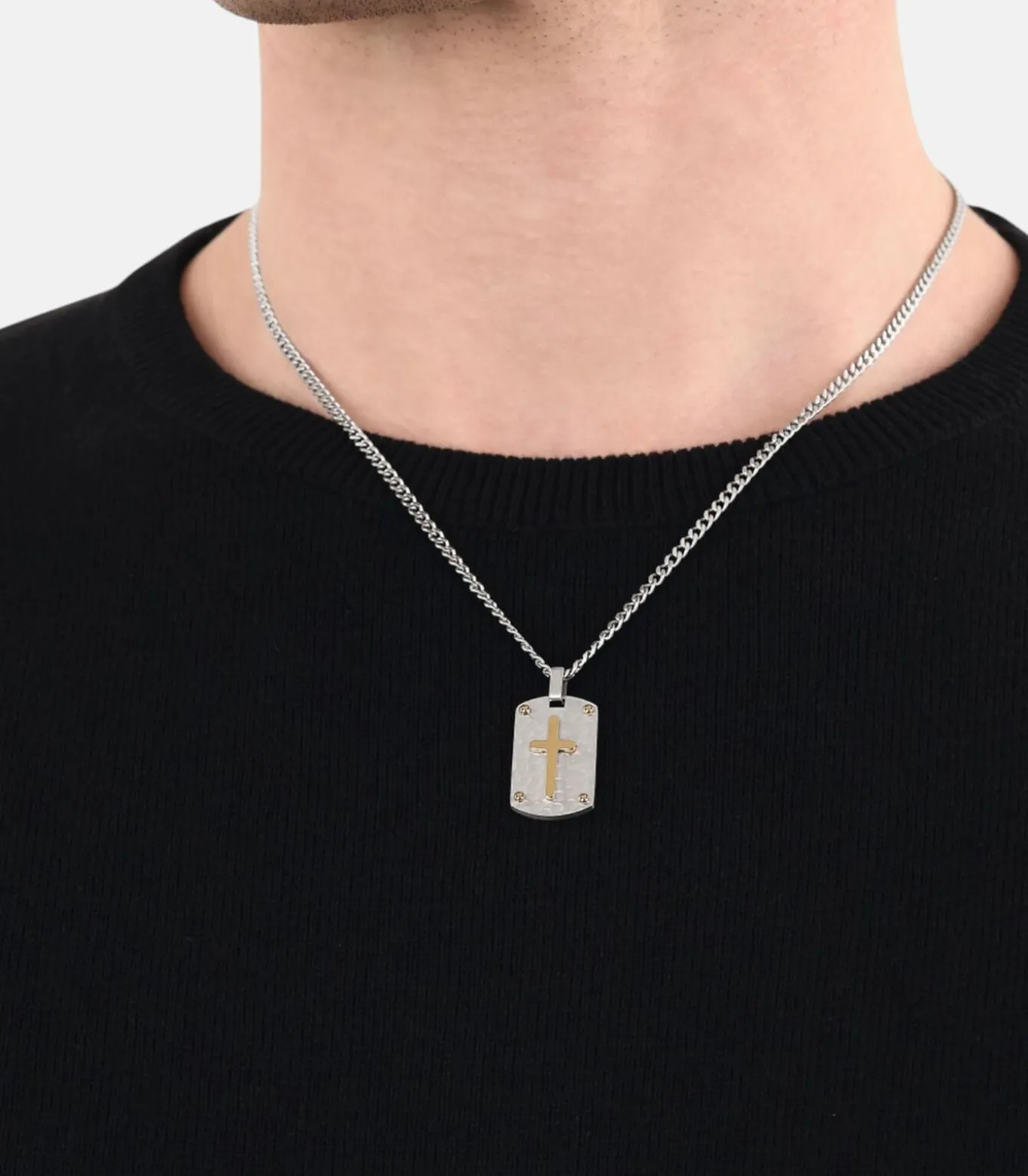 Ketting met hanger voor mannen, kruis van roestvrij staal