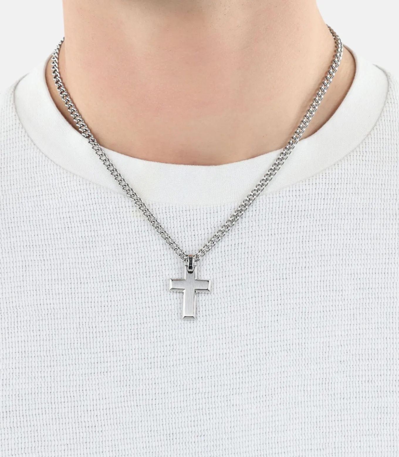 Ketting met hanger voor mannen, kruis van roestvrij staal