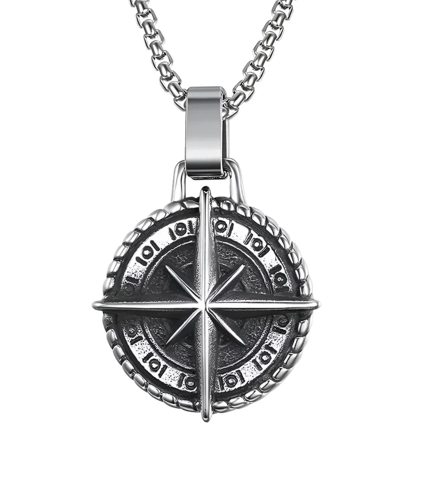 Ketting met Kompas Hanger - Staal