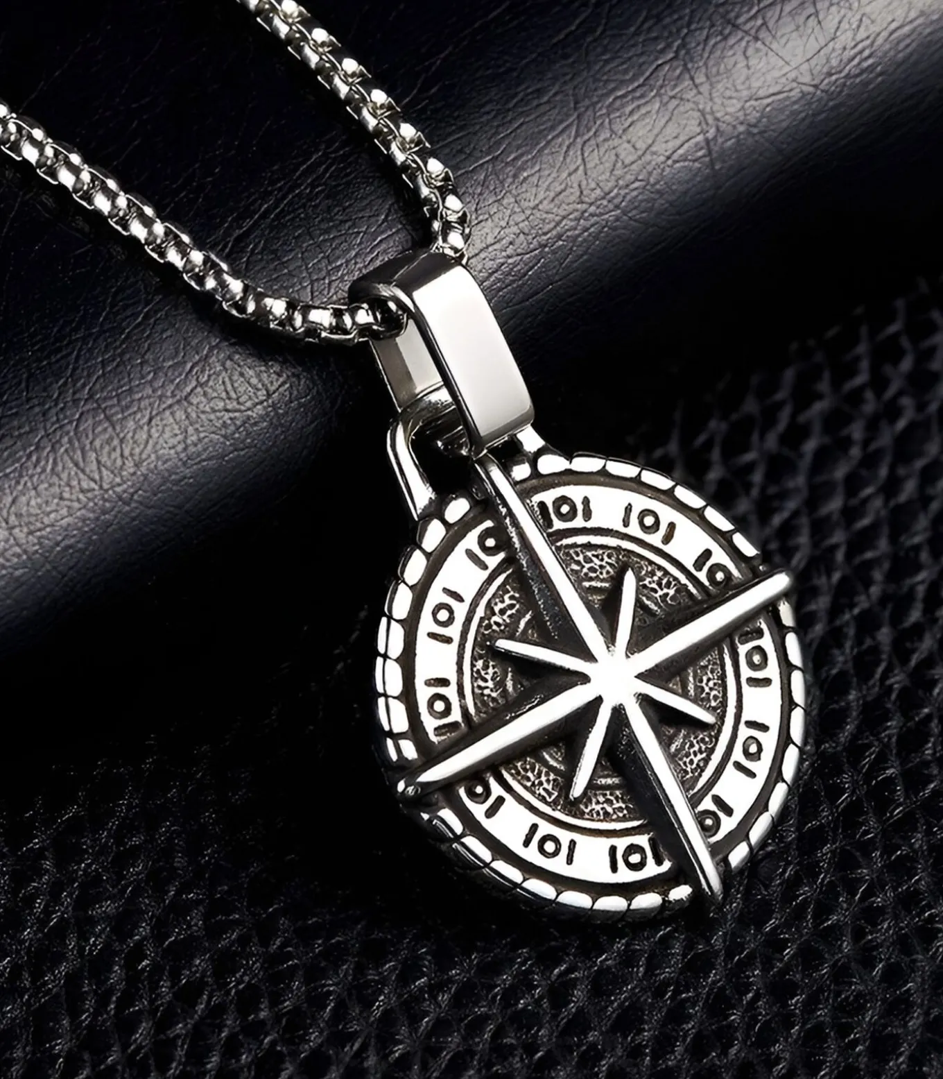 Ketting met Kompas Hanger - Staal