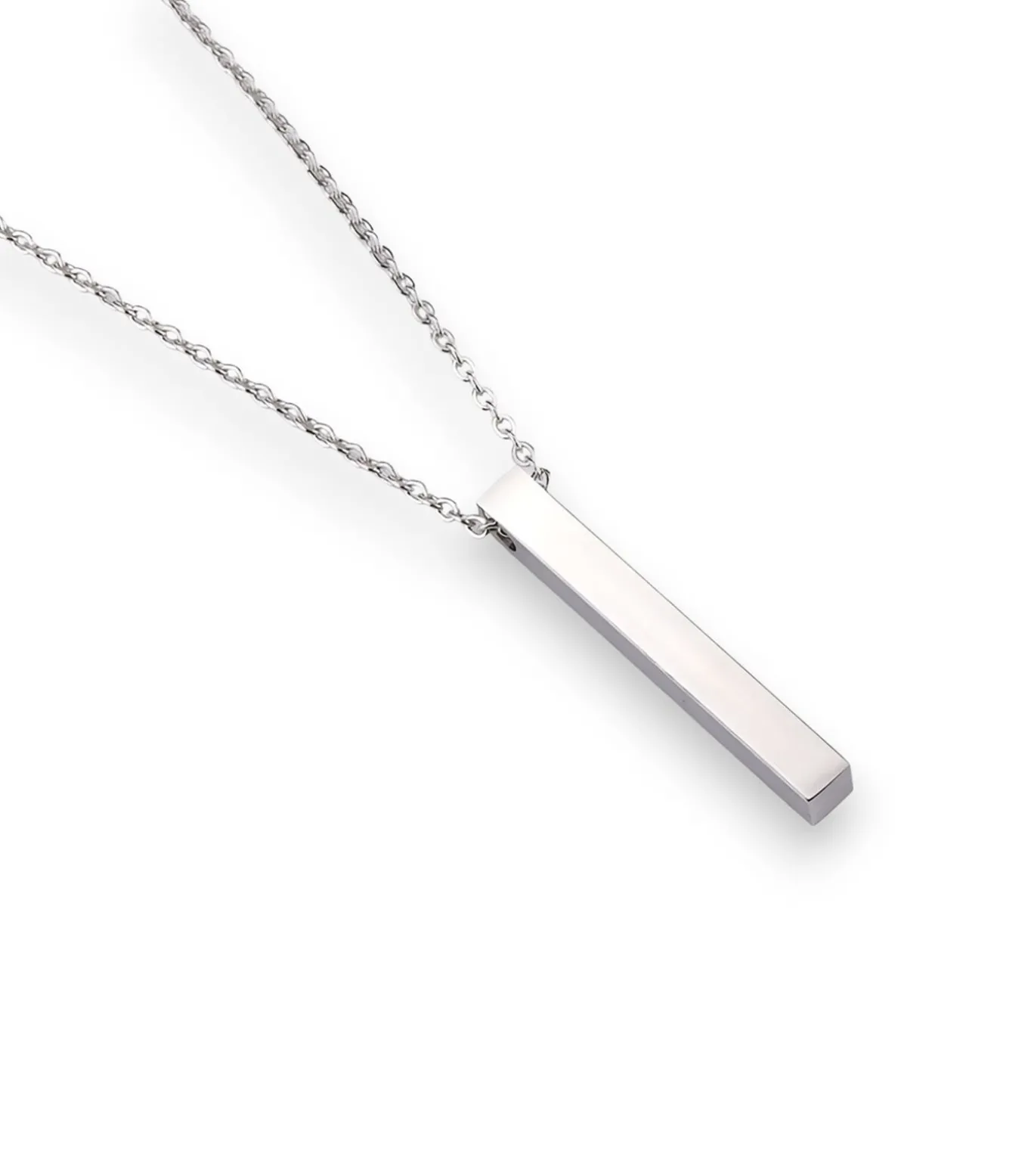 Ketting met Long Bar Hanger - Zilver Kleurig - Staal
