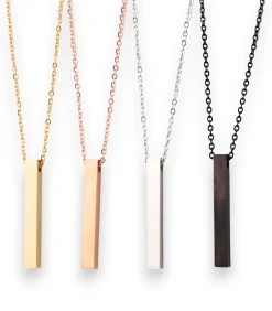 Ketting met Long Bar Hanger - Zilver Kleurig - Staal