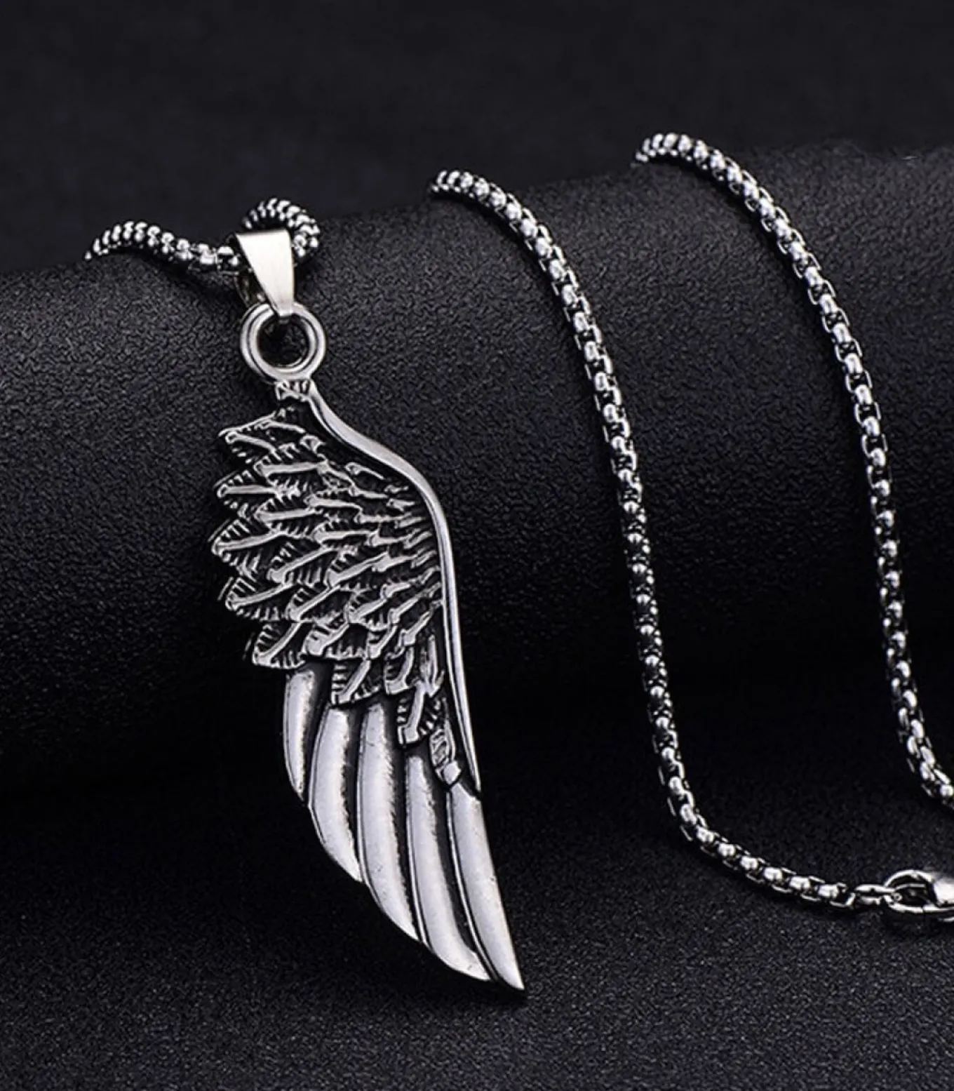 Ketting met Vleugel Hanger - Staal