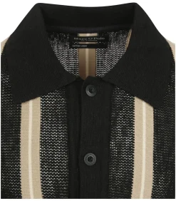 Knitted Crochet Overhemd Short Sleeves Zwart