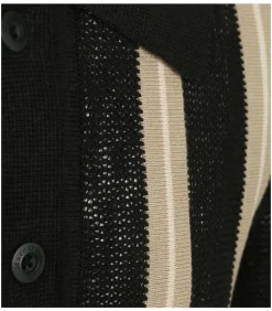 Knitted Crochet Overhemd Short Sleeves Zwart