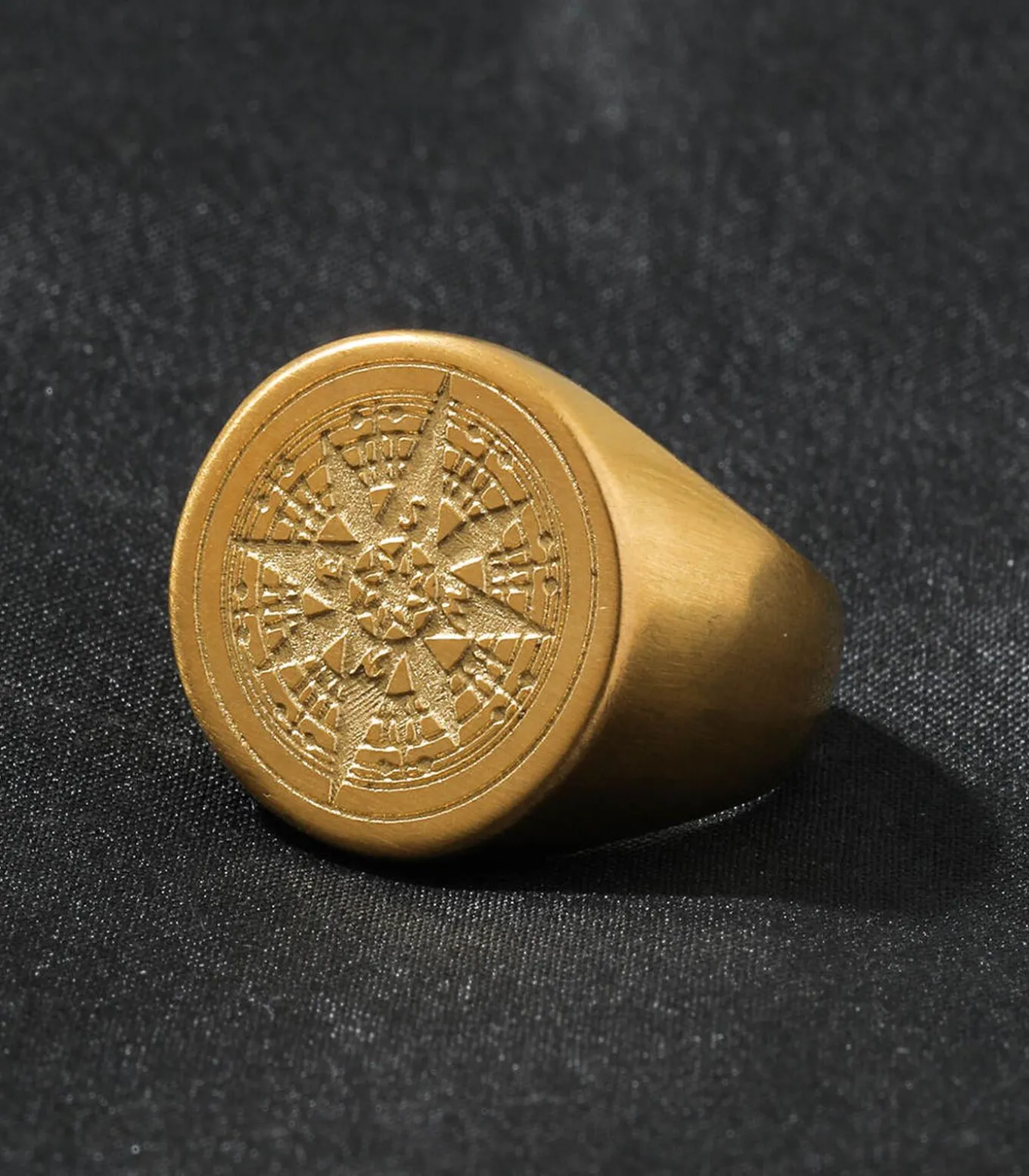 Kompas Zegelring Heren - Goud Kleurig - Staal