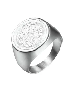 Kompas Zegelring Heren - Zilver Kleurig - Staal