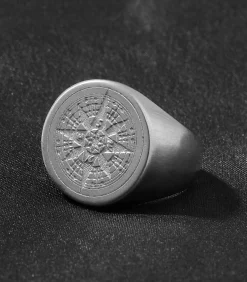 Kompas Zegelring Heren - Zilver Kleurig - Staal