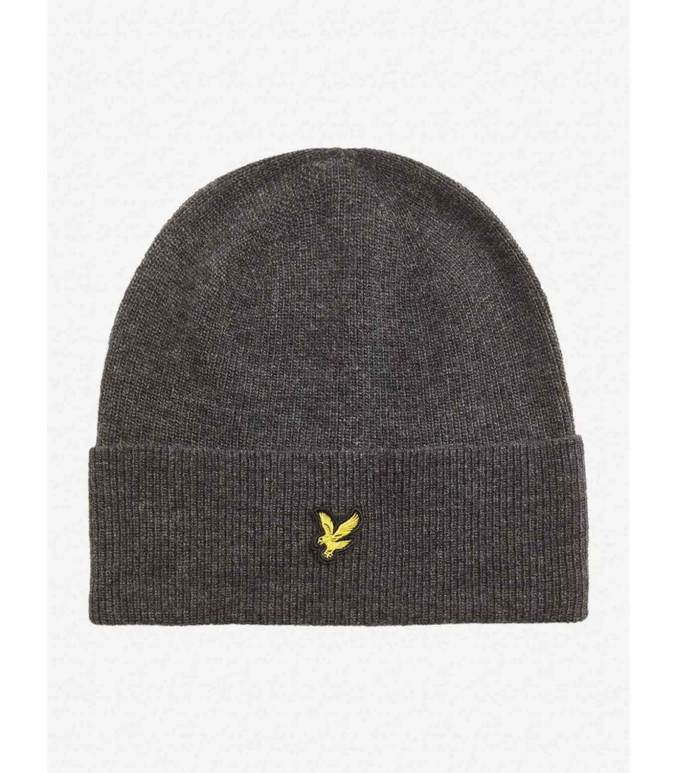 Lambswool blend ribbed beanie - charcoal marl
