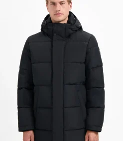 Lange gestepte parka met afritsbare capuchon