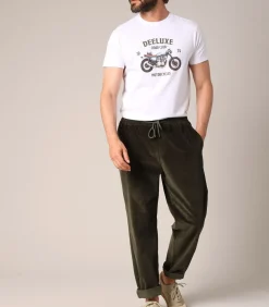 LEANDRE - Broek van katoencorduroy met elastische taille