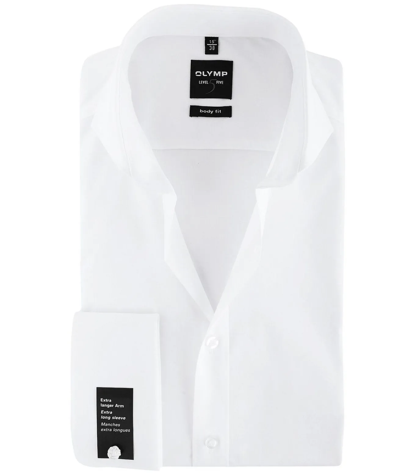 Level Five Shirt Extra Lange Mouwen Wit Dubbelmanchet