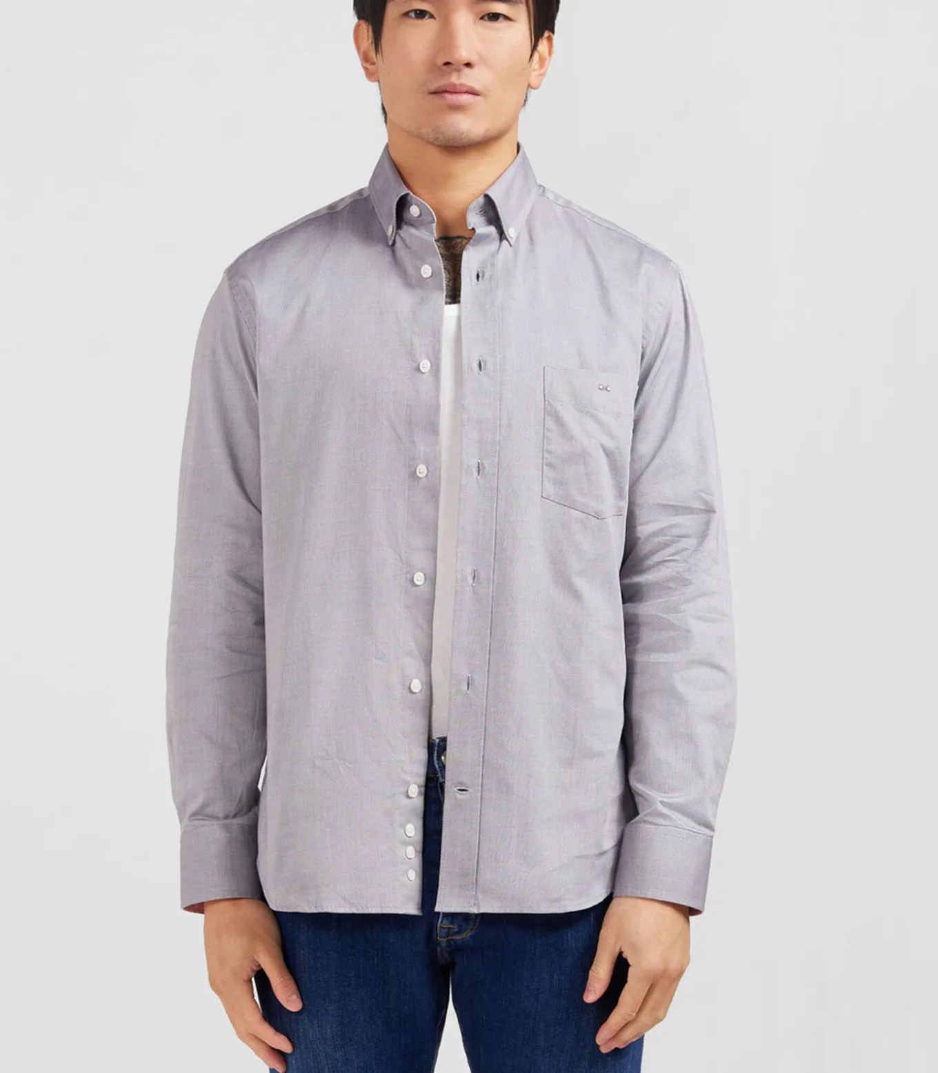 Lichtgrijs katoenen shirt