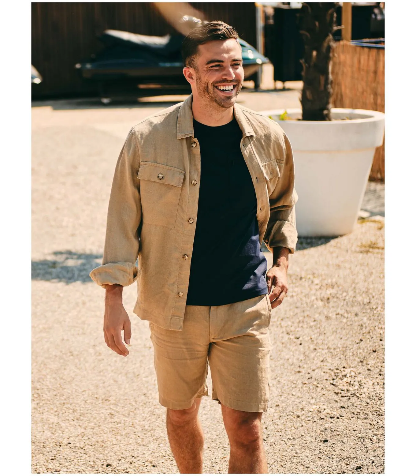 Linnen Beach Shorts Beige
