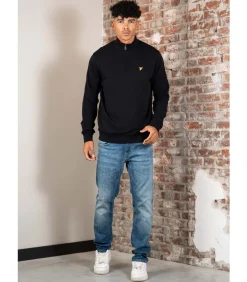 Loopback quarter zip sweat - jet black