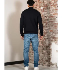 Loopback quarter zip sweat - jet black
