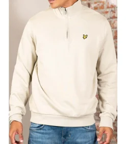 Loopback quarter zip sweat - grey taupe