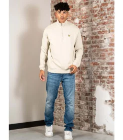 Loopback quarter zip sweat - grey taupe