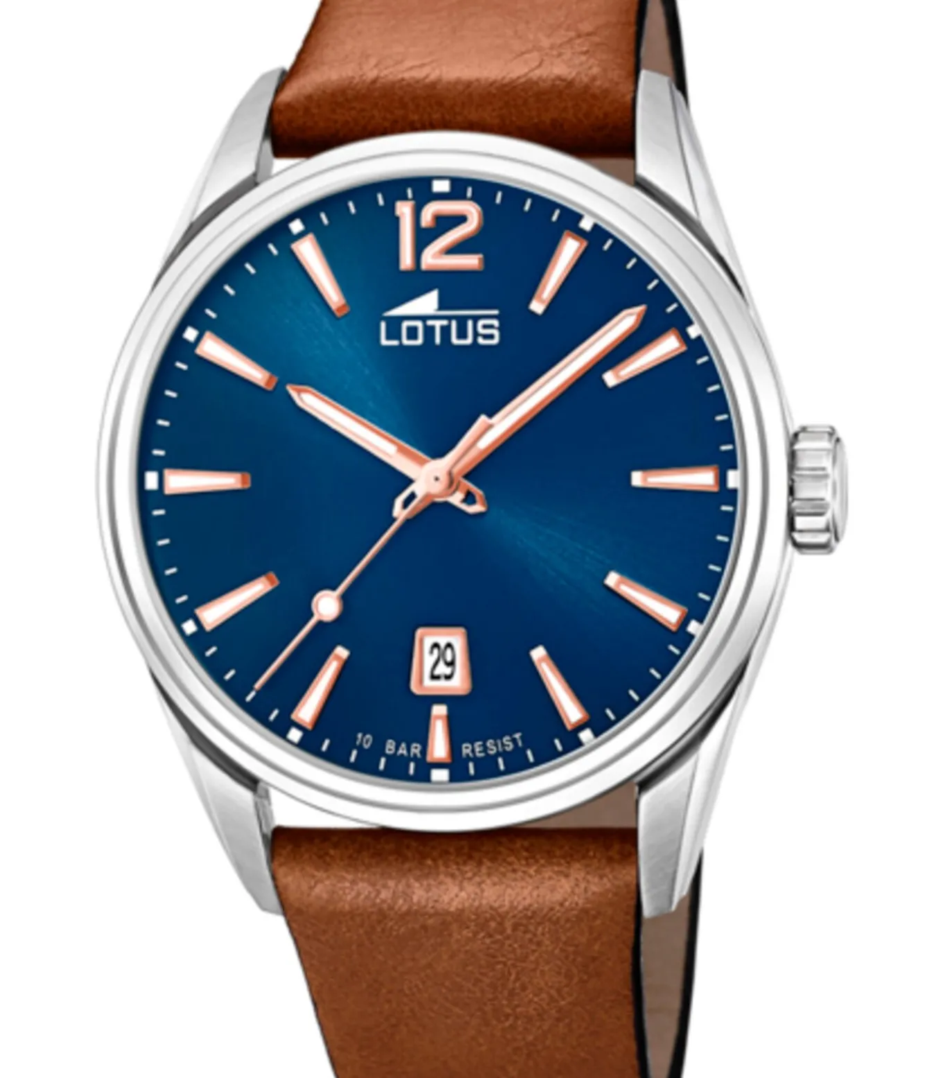 Lotus heren blauw chrono leer horloge armband