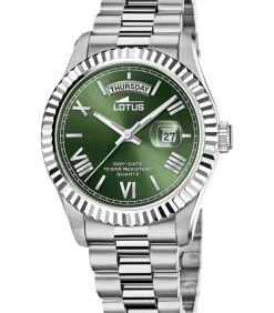 Lotus heren groen 316l roestvrij staal horloge armband