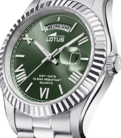 Lotus heren groen 316l roestvrij staal horloge armband