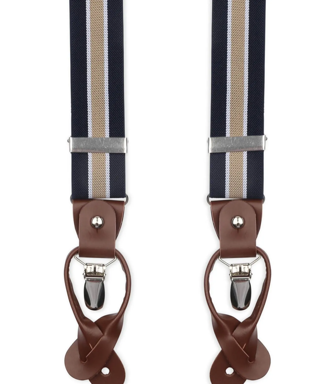 Luxe Bretels Navy Streep Beige