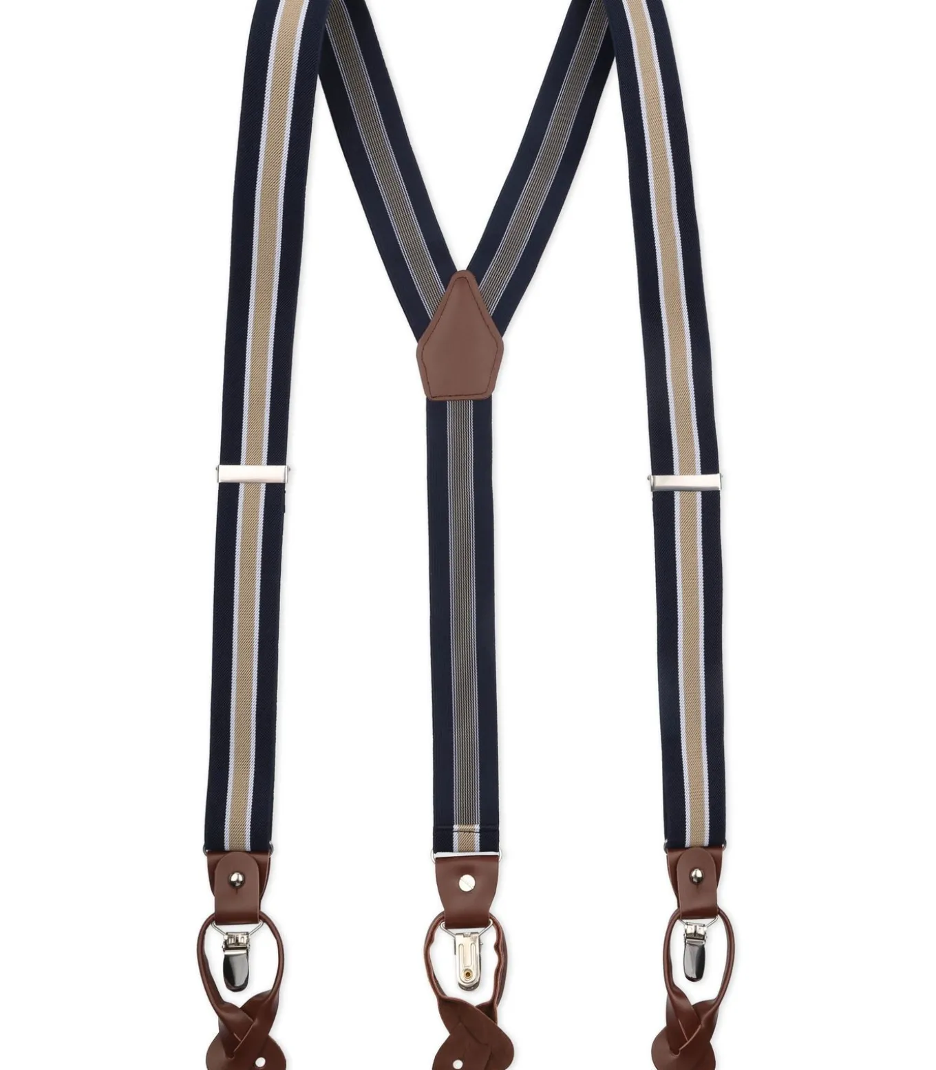 Luxe Bretels Navy Streep Beige