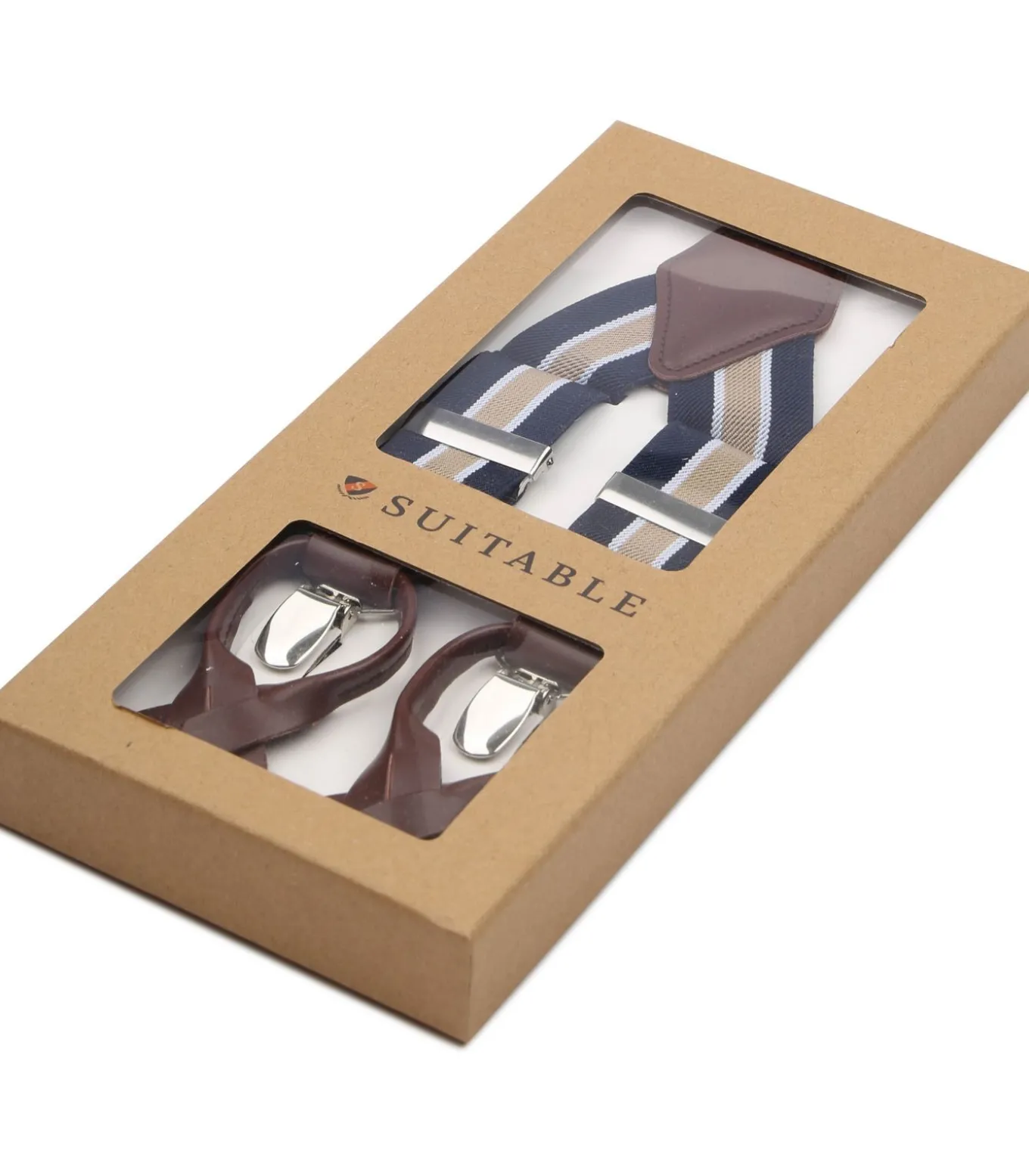 Luxe Bretels Navy Streep Beige